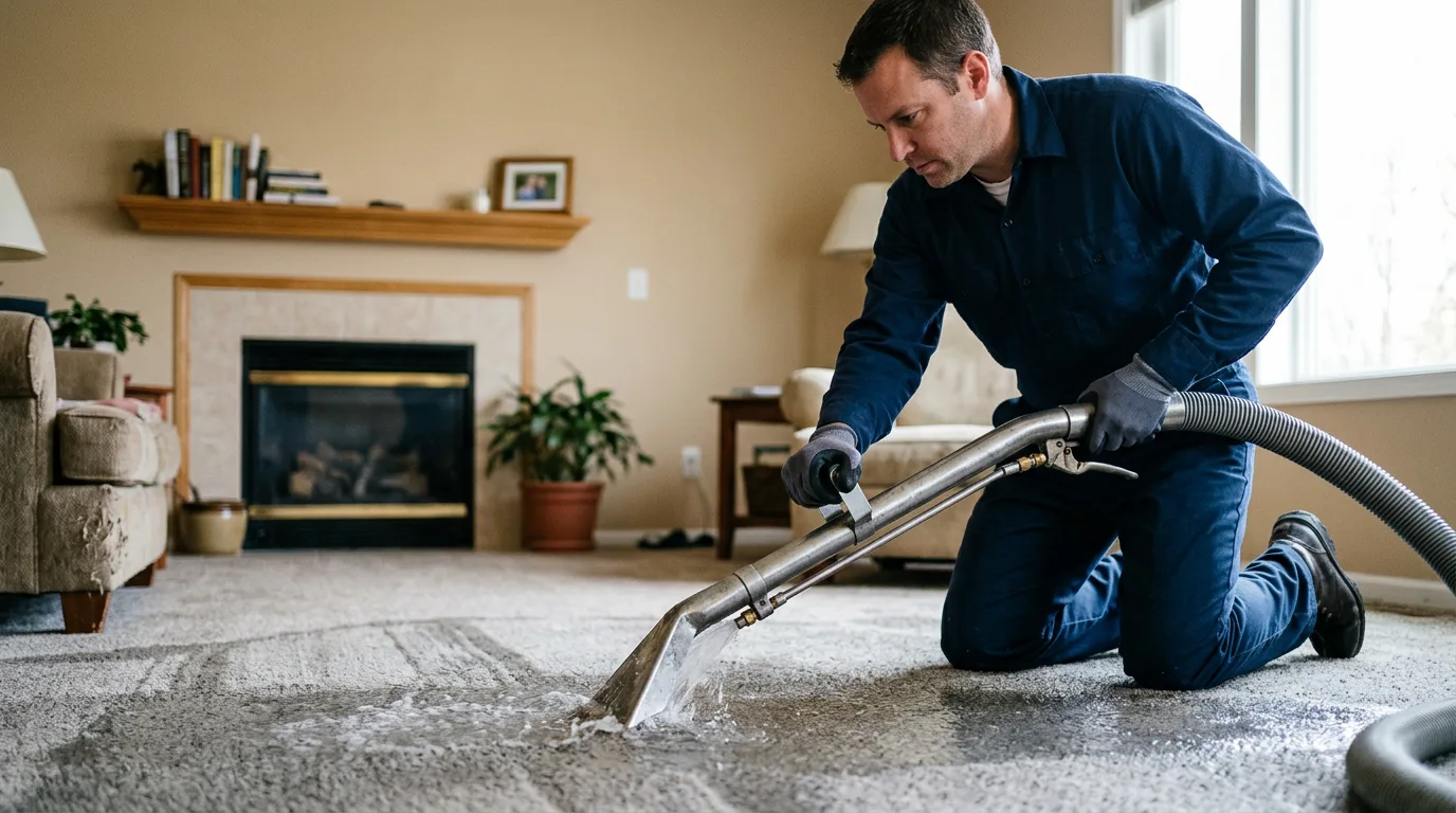 Water damage restoration technician working near Groom, TX